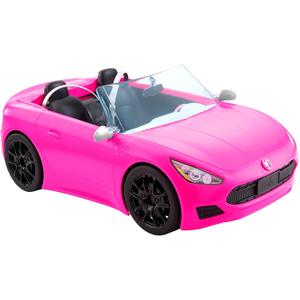 Barbie Convertible 2-Seater Vehicle, Pink Car with Rolling Wheels & Realistic Details, Gift for 3 to 7 Year Olds