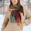 Womens Scarf Winter Blanket Large Scarves Thick Soft Warm Plaid Chunky Scarfs (E-mix Yellow Green)