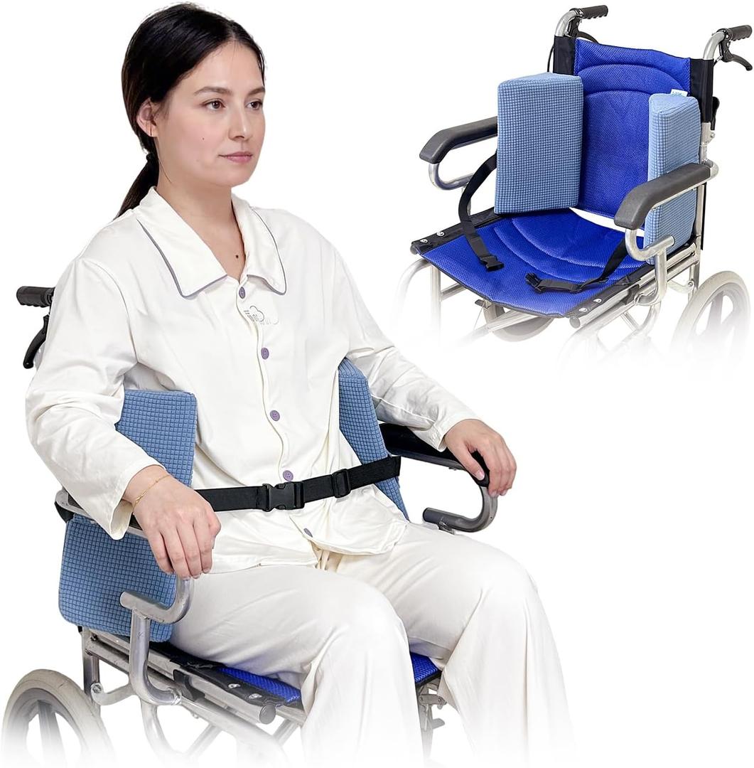 KAAMOS Wheelchair Lateral Support Cushions, Wedge Cushion for Wheelchair Side Guards, Back Support Side Padding, Lateral Foam Wedge Positioning Wheel Chair Stabilizer Attachment (Small, 1 Pair)