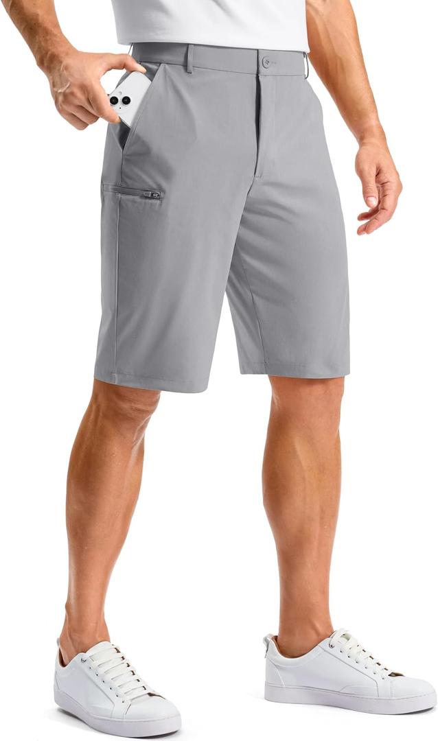 Pudolla Men's Golf Shorts with 4 Pockets 11"/13" Long Inseam Lightweight Quick Dry Flat Front Hybrid Shorts for Casual Work, 34