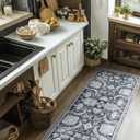 Boho 2x8 ft Runner Rug - Black and White Area Rug, Non-Slip, Washable, Indoor Outdoor Carpet for Hallway, Kitchen, Entryway