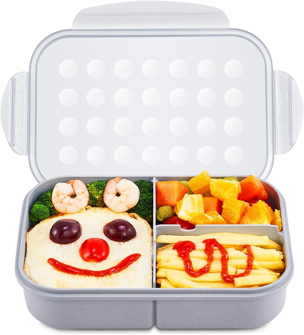 MISS BIG Bento Box for Kids, Leakproof Lunch Box, No BPAs & Chemical Dyes, M/W, D/W & Fridge Safe (1150ml Gray)