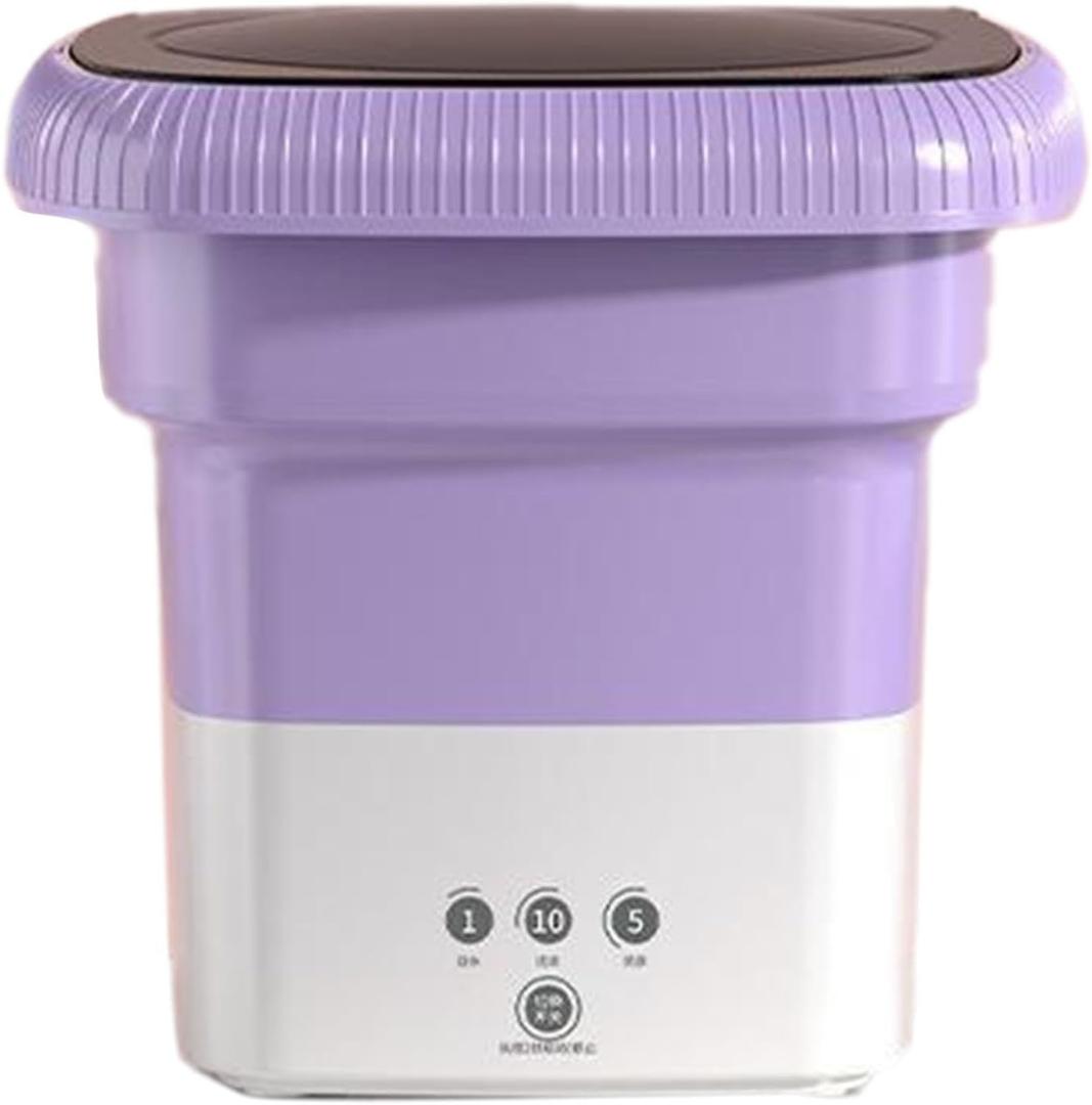 Portable Washing Machine, Mini Foldable Washer with Spin Dryer, 10L Mini Laundry Washer with 3 Modes Cleaning for Underwear Socks, Compact Small Washing Machine for Camping Travel Apartment (Purple) 