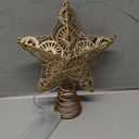 Juegoal Star Tree Topper with 20 LED Lights, Metal Golden Lighted Treetop Ornaments, Battery Powered Light Up Christmas Tree Decorations, 6.5 x 6.5 Inches