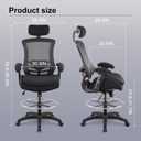 BOLISS 400lbs Ergonomic Drafting Chair,Tall Office Mesh Chair, Standing Desk Chair,Height Adjustable Armrest and Flip up Arms, Adjustable Lumbar Cushion (Black Frame Black Mesh)