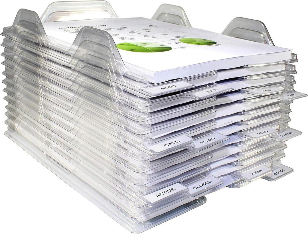 File Organizers - Letter Size, Stackable Trays for Desk - for Office Files, Mail, Documents - 24 Pack
