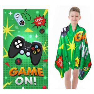 R HORSE Green Video Game Theme Beach Towel, 60 x 30 inches, Microfiber, Quick-Drying, Soft and Lightweight