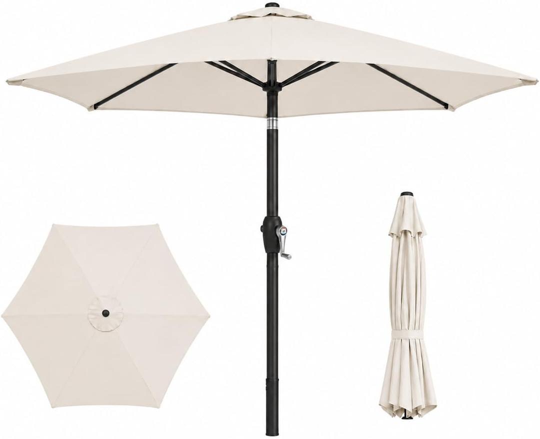 7.5ft Patio Umbrella, Outdoor Table Market Umbrella with Smooth Crank Lift, 6 Windproof Fiberglass Ribs, UPF50+ UV Protection for Deck, Pool, Garden and Backyard