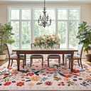 Beige Pink 8x10 Area Rugs for Living Room Boho Vintage Floral Washable Large Rug Low Pile Non Slip Stain Resistant Cottagecore Carpet Rug for Bedroom Dining Room Kids Playroom Dorm Spring Decor