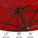 9' Solar LED Patio Umbrella with Tilt & Crank|8 Sturdy Ribs,UV Protection,Outdoor Market Table Umbrella for Deck,Lawn,Pool,Backyard (Red)