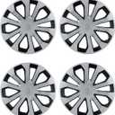 ABX Hubcaps,16 inch hubcaps Set of 4, Wheel Rim Cover ABS Material, Snap On Car Truck SUV Replacement, for Toyota Camry Nissan Mazda etc (DD Black & Silver, 16 inch)