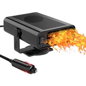 200W Car Heater,12V Portable Car Heater that Plugs Into Cigarette Lighter Electric Car Heater Defroster, 2 in 1 Heating & Cooling Fast Heating Defrost Defogger with Plug in Cigarette Lighter (Black)