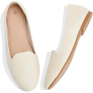 MEFOUND Ballet Flats Shoes for Women Dress Shoes Comfortable Dressy Casual Business Slip on Shoes Loafers（Beige.US5）