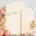 Wokceer Wedding Arch Backdrop Cover (8FT, 7.2FT, 6.6FT) Set of 3 Spandex Fitted Wedding Arch Stand Covers Round Top Chiara Backdrop Stands Cover for Birthday Party Ceremony Banquet Decor Beige