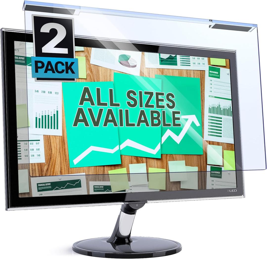 VINTEZ Blue Light Screen Protector for 22 Inch Computer Monitor and Laptop  Anti-UV Blue Light Blocking Film for Desktop PC, Eye Protection Filter, 19.2" x 12.4", 2 Pack (22'' DIAGONAL (16:9/16:10))