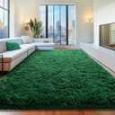 8x10 Area Rugs for Living Room, Green Fluffy Shaggy Rug Soft Carpets, Big Rugs for Bedroom Nursery Kids Room Dorm Home Decor Aesthetic, Dark Green