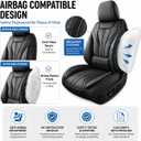 HChengkikz Car Seat Covers Full Set, Full-Wrap Waterproof Faux Leather with Memory Foam Lumbar Support, Airbag Compatible, Universal Fit for SUV Truck Pickup Sedan (Black)