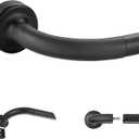 Matte Black Disc Curtain Rods, 48-84 Inches Window Curtain Rod,Adjustable Room Darkening Curtain Rod with Aluminum Finials and Brackets,Wrap Around Design