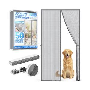 Heavy Duty Magnetic Screen Door Mesh - Auto-Sealing Hand-Free Door Net Screen with 50 Magnets, Pet & Kid Friendly, PET Fine Mesh Doors Screens Keep Bugs & Mosquitos Out Fits Front Doors Size 36” x 82”