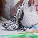 Cute Bag Charms Keychain Heart Handbag Accessories Key chains Decor for Women Girls Purse Ornament (Black)