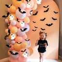Halloween Balloon Arch Garland Kit Pink, 129pcs 18" 10" 5" Pink Purple Balloons with 3D Bat BOO Foil Balloons for Halloween Baby Shower Birthday Outdoor Indoor Decorations