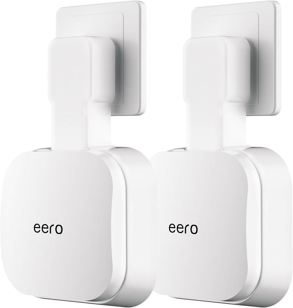 eero 7 Wall Mount, No Drill Outlet Bracket Holder Only Compatible with eero 7 Dual-Band Mesh Router, Cable Management - Space Saving (2 Pack)
