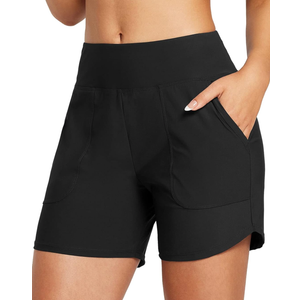 baleaf Women's 5 High Waisted Swim Shorts Quick Dry Swimsuits Bottoms Trunks with Pockets, XL