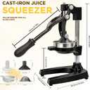 Cast Iron Juicer,Manual Juicer Hand Press,Orange Lemon Squeezer,Heavy Duty Manual Juicer,Professional Citrus Juicer Fruit Juice -Stainless Steel,Easy to Clean Black