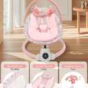 Baby Swing for Infants, Electric Baby Swing with Bluetooth, Portable Infant Swing with 5 Speeds, 10 Lullabies, 5-Point Harness & Remote Control, for Newborns Infants Indoor Outdoor Use (Pink)