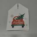 Christmas Eve Tissue Cover - Carriage with Christmas Tree, 5" Square Tissue Box Cover, Holiday Decorative Leather Case, Waterproof Leather Tissue Dispenser Organizer for Office and Home Decor - A08
