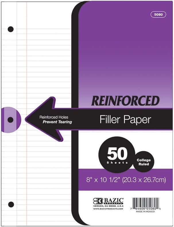 BAZIC C/R 50 Ct. Reinforced Filler Paper