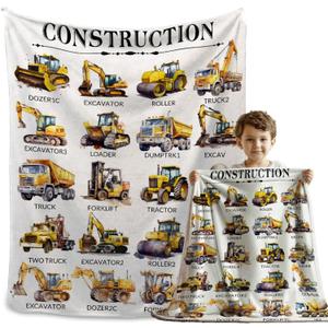 Truck Construction Equipment Blanket Gift for Boys Girls, Truck Throw Blanket Gifts for Kids Decor Trucks Plush Soft Lightweight Flannel Fleece Blankets for Sofa Bed Chair 50x40In