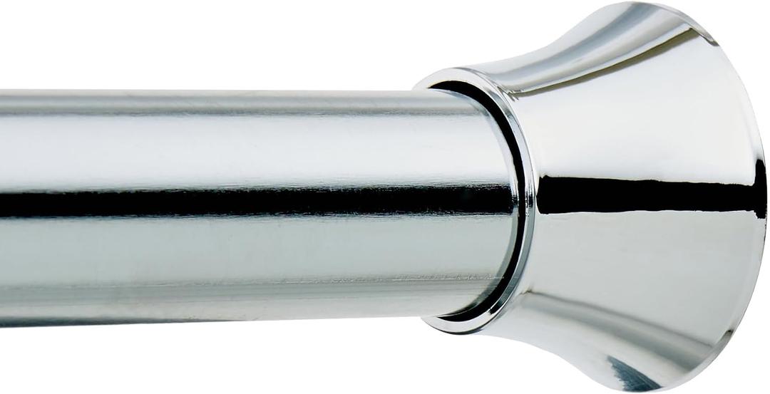 Amazon Basics No Drill Spring Tension Curtain Rod, Adjustable 54-90" Width, Chrome, Classic Finial