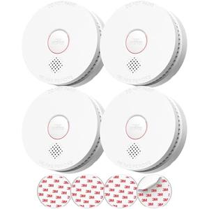 SITERLINK Smoke Detectors,UL217-9th Listed Smoke Alarms with Replaceable Battery,Photoelectric Sensor Smoke Detector with Test-Silence Button,Fire Detectors for Home,House,GS509A Pack of 4
