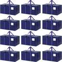 12 Pack Extra Heavy Duty Large Moving Bags with Strong Zipper & Comfortable Handles, Sturdy & Durable Clothes Storage Bags Totes Bins, Packing Moving Boxes for College Supplies, Dark Blue : Home & Kitchen