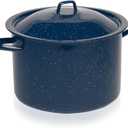 IMUSA 6Qt Blue Speckled Enamel Stock Pot with Lid, Traditional Mexican Enamel Cookware for Everyday Cooking and Kitchen Use