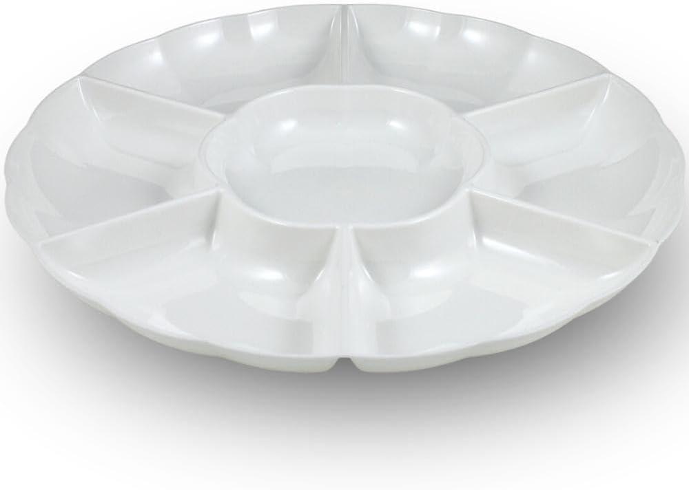 Sovereign White Premium Plastic Sectional Tray - 18" (1 Pc) - Elegant, Durable & Versatile - Ideal for Parties, Events, and Catering
