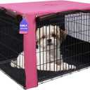 Breathable Dog Crate Cover 24 Inch, Durable Heavy Duty Kennel Cover, Dual Zippered Panels, Windproof Waterproof UV-Resistant (Pink)