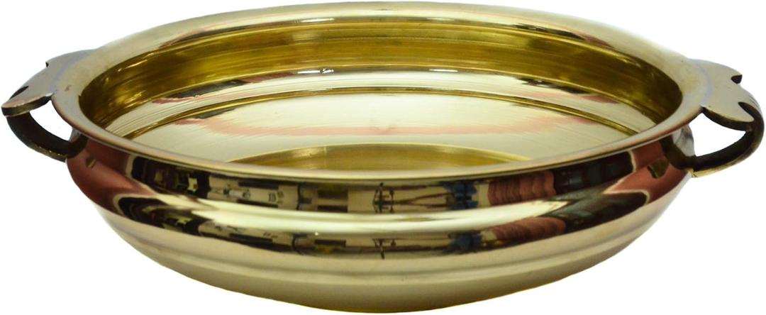 TANGERINE Brass Urli Pot || Uruli Bowl in Plainl Design for Home, Hotel/Office Decoration & Gift (Dia - 14 inch)
