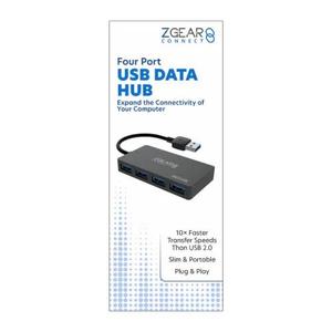 ZGear 4 Port USB Hub - Black