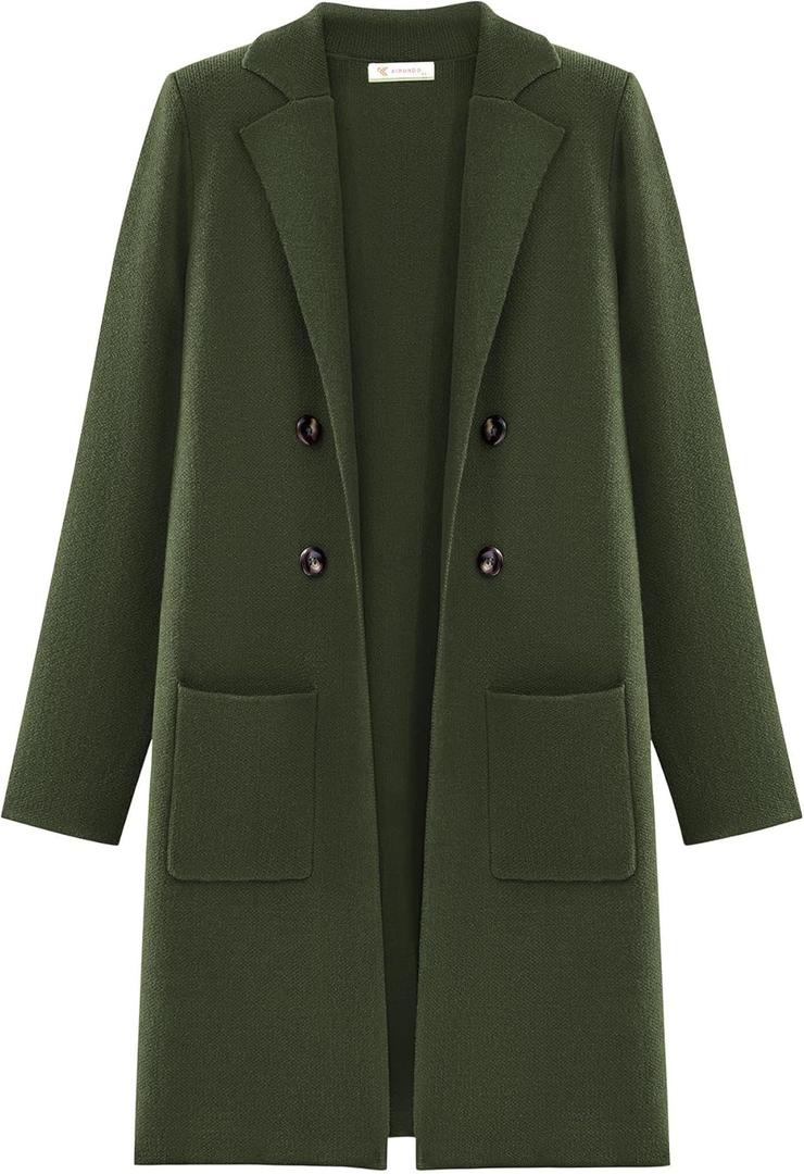 KIRUNDO Cardigan Sweaters for Women 2026 Fall Open Front Knit Sweater Jackets Business Casual Long Coatigan Winter Clothing (Large, Army Green)