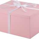 UoeRing 1Pcs Pink Extra Large gift box with lids 16.5138 Inches gift boxes for presents,Birthday Box (include Ribbon, Paper Shred Filler Gift Card & Envelopes)
