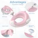 ANGELBLISS Baby Potty Training Toilet Seat with Soft Cushion Handles, Haute Collection, Double Anti-Slip Design and Splash Guard for Boys and Girls (Pink)