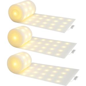 Retisee 3 Pcs 5ft x 10ft Christmas Snow Blanket with Lights for Christmas Village Fake Glittered Snow Runner Village Pre Lit Blanket Roll Decor for Xmas Winter Holiday Display (4.9ft*9.9ft)