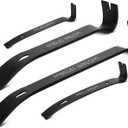 4-Piece Flat Pry Bar Set - 15",12",7",5.25" Heavy Duty Nail Puller, Utility Claw Bar, Wonder Bar, Crowbar, Mini Pry Bar, High Carbon Steel Forged Nail,baseboard and trim removal tool kit
