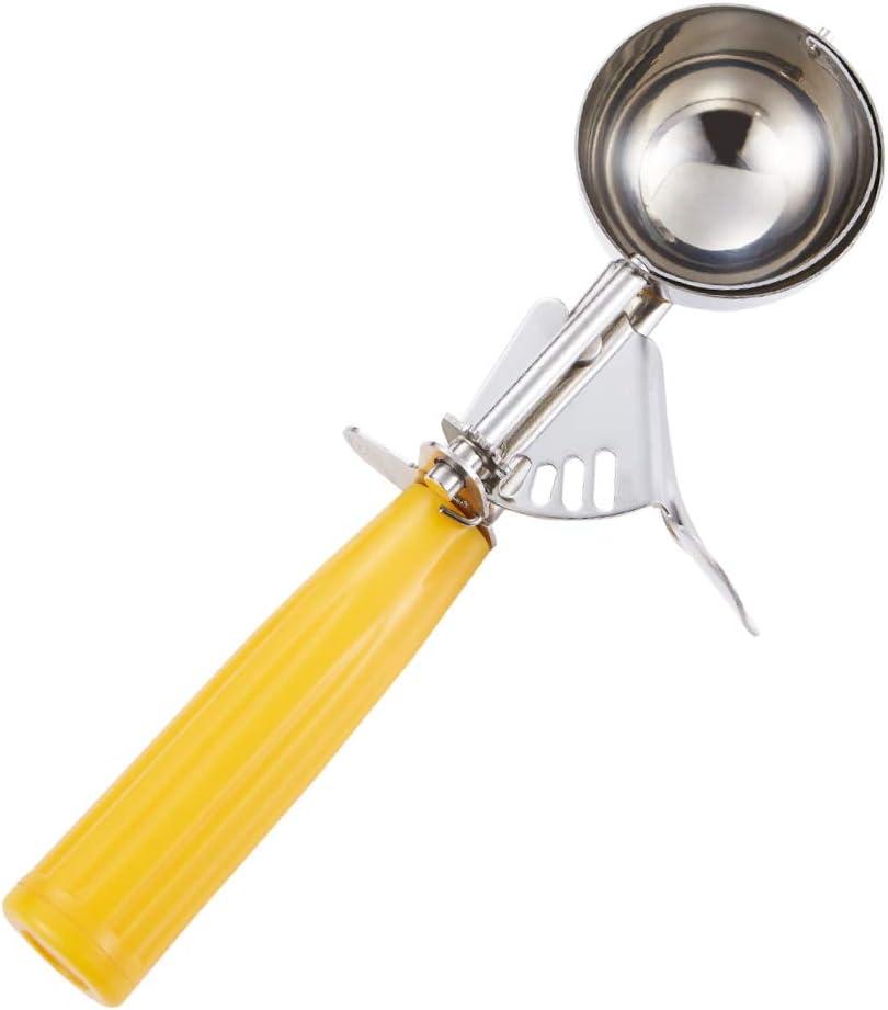 Saebye Portion Scoop - #20 (1.5 oz) - Disher, Cookie Scoop, Ice Cream Scoop - Portion Control - 18/8 Stainless Steel, Yellow Handle, For Cookie, Ice Cream, Meatball, Muffin, Cupcake, Protein Balls