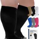 Pembrook Plus Size Compression Socks Wide Calf - Up to 6XL | Black Wide Calf Compression Socks Women Plus Size | Circulation Support (3X-Large)