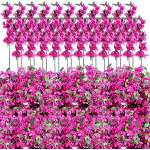 60 Pcs Artificial Faux Bougainvillea Fake Flower Silk Bougainvillea Branches UV Resistant Outdoor Indoor Decoration for Wedding Home Centerpieces Outside Decor (Rose Purple)