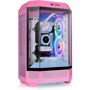 Thermaltake Tower 300 Bubble Pink Micro-ATX Case; 2x140mm CT Fan Included; Support Up to 420mm Radiator; Optional Chassis Stand Kit Allows Horizontal Display; CA-1Y4-00SAWN-00