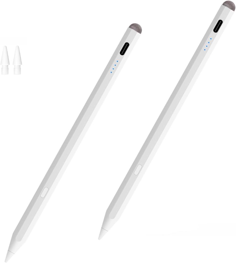 Stylus Pen for iPad Pencil 11th A16/10th/9th Gen,2Pack iPad Pencil Pro Fast Charing,Active iPadPen for 2018-2025 iPad11 A16/10/9/8/7/6,iPadPro 13"/11"/12.9"/M4,iPadAir 6/5/4/3/M2,iPadMini 5/6/7 Gen (White)